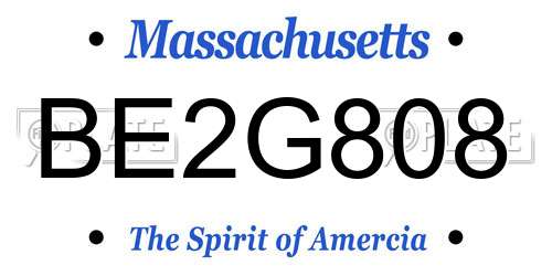BE2G808 Massachusetts License Plate