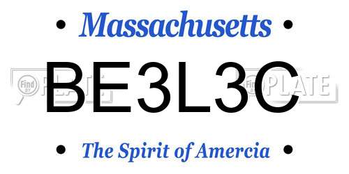 BE3L3C Massachusetts License Plate
