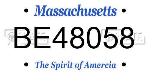 BE48058 Massachusetts License Plate