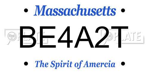 BE4A2T Massachusetts License Plate
