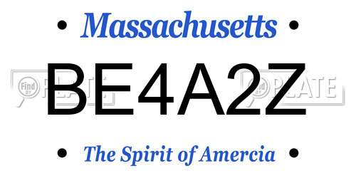 BE4A2Z Massachusetts License Plate