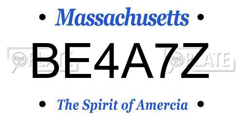 BE4A7Z Massachusetts License Plate
