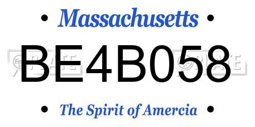 BE4B058 Massachusetts License Plate
