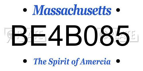 BE4B085 Massachusetts License Plate