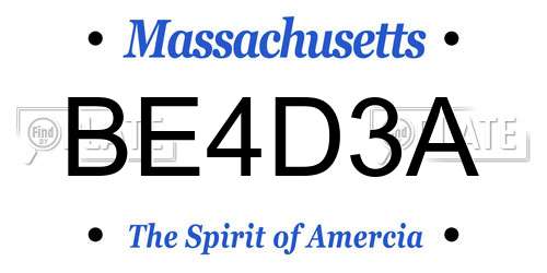 BE4D3A Massachusetts License Plate