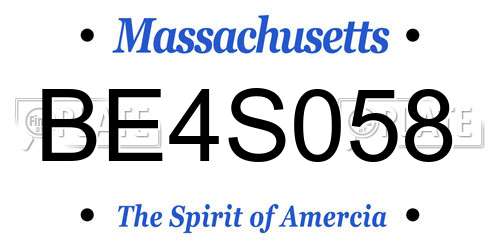 BE4S058 Massachusetts License Plate