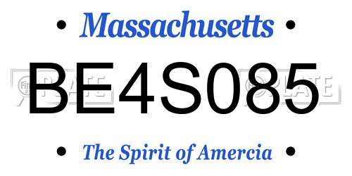 BE4S085 Massachusetts License Plate