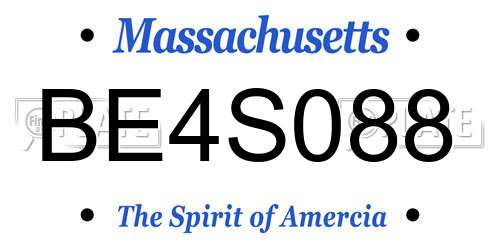 BE4S088 Massachusetts License Plate