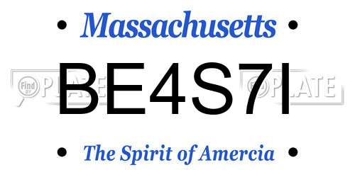 BE4S7I Massachusetts License Plate