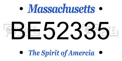 BE52335 Massachusetts License Plate