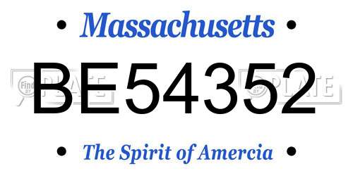 BE54352 Massachusetts License Plate
