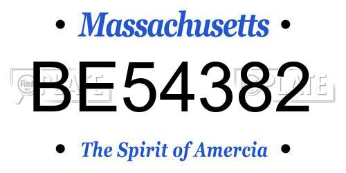 BE54382 Massachusetts License Plate