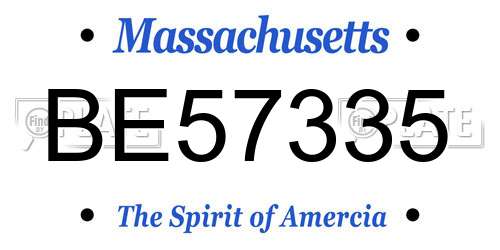 BE57335 Massachusetts License Plate