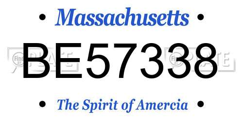 BE57338 Massachusetts License Plate