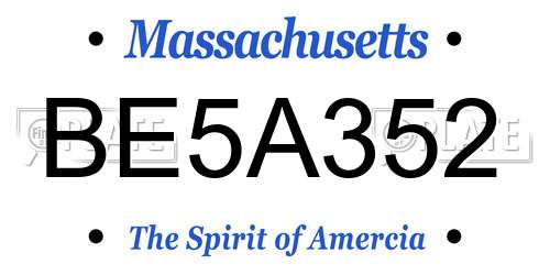 BE5A352 Massachusetts License Plate