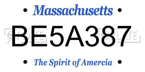 BE5A387 Massachusetts License Plate