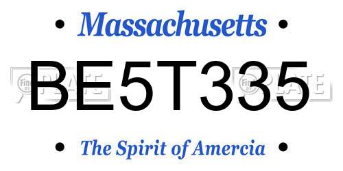 BE5T335 Massachusetts License Plate