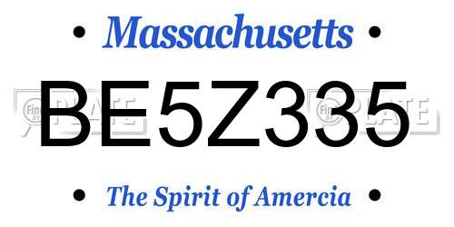 BE5Z335 Massachusetts License Plate