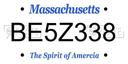 BE5Z338 Massachusetts License Plate