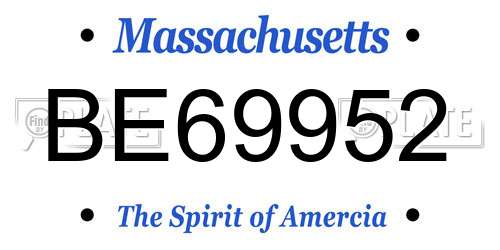BE69952 Massachusetts License Plate