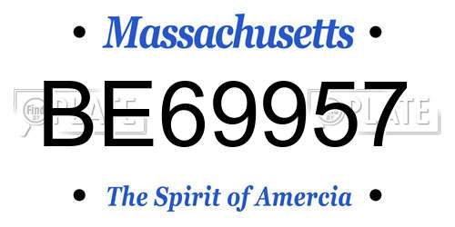 BE69957 Massachusetts License Plate