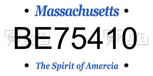 BE75410 Massachusetts License Plate