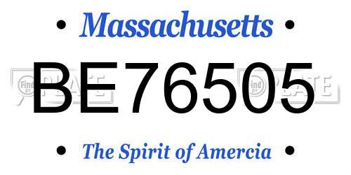 BE76505 Massachusetts License Plate