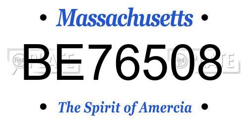 BE76508 Massachusetts License Plate