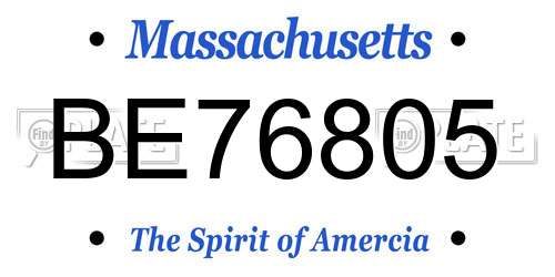 BE76805 Massachusetts License Plate