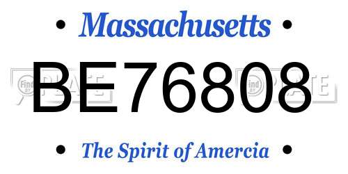 BE76808 Massachusetts License Plate