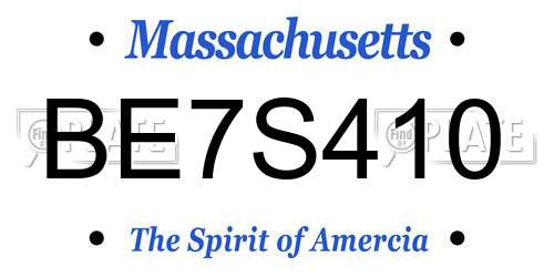 BE7S410 Massachusetts License Plate