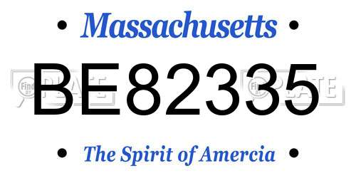 BE82335 Massachusetts License Plate