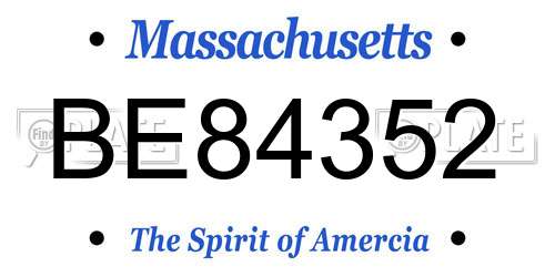 BE84352 Massachusetts License Plate