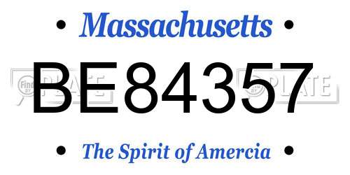 BE84357 Massachusetts License Plate