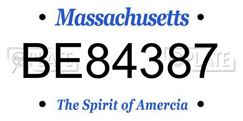BE84387 Massachusetts License Plate