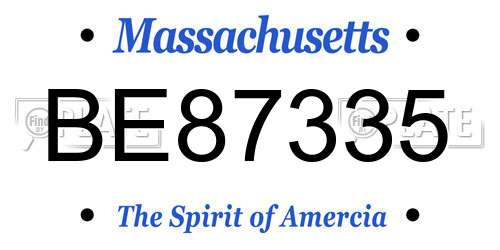BE87335 Massachusetts License Plate