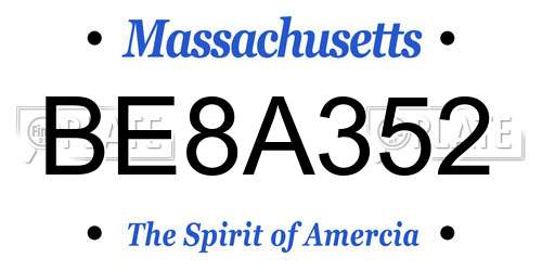 BE8A352 Massachusetts License Plate