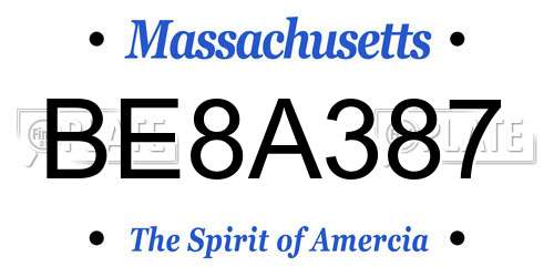 BE8A387 Massachusetts License Plate