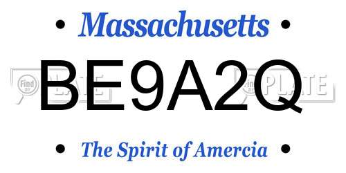 BE9A2Q Massachusetts License Plate