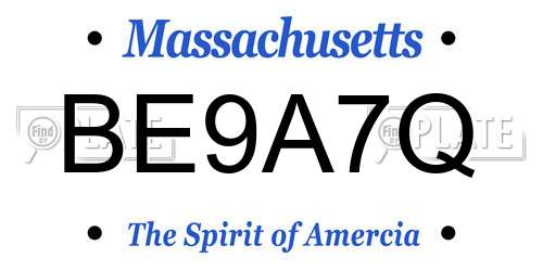 BE9A7Q Massachusetts License Plate