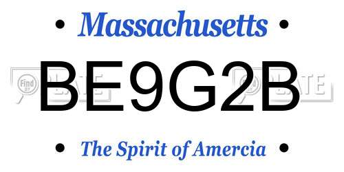 BE9G2B Massachusetts License Plate