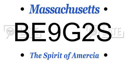 BE9G2S Massachusetts License Plate