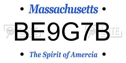 BE9G7B Massachusetts License Plate