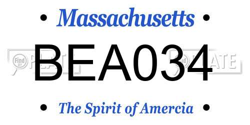BEA034 Massachusetts License Plate