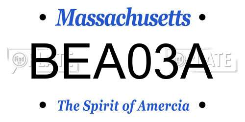 BEA03A Massachusetts License Plate