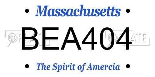BEA404 Massachusetts License Plate