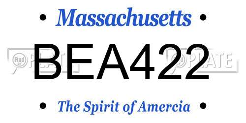 BEA422 Massachusetts License Plate