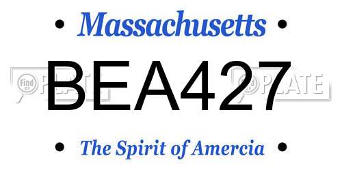 BEA427 Massachusetts License Plate