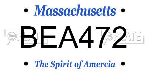 BEA472 Massachusetts License Plate