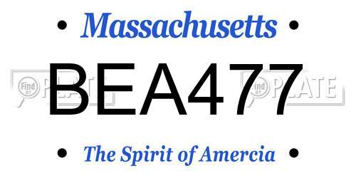 BEA477 Massachusetts License Plate